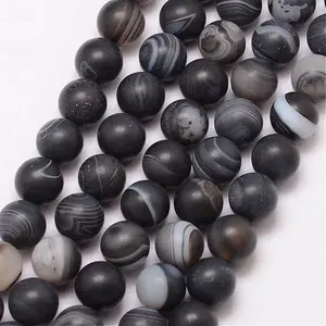 Natural Black Agate Bead Strands