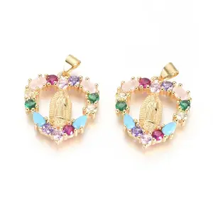 Brass Micro Pave Cubic Zirconia Pendants