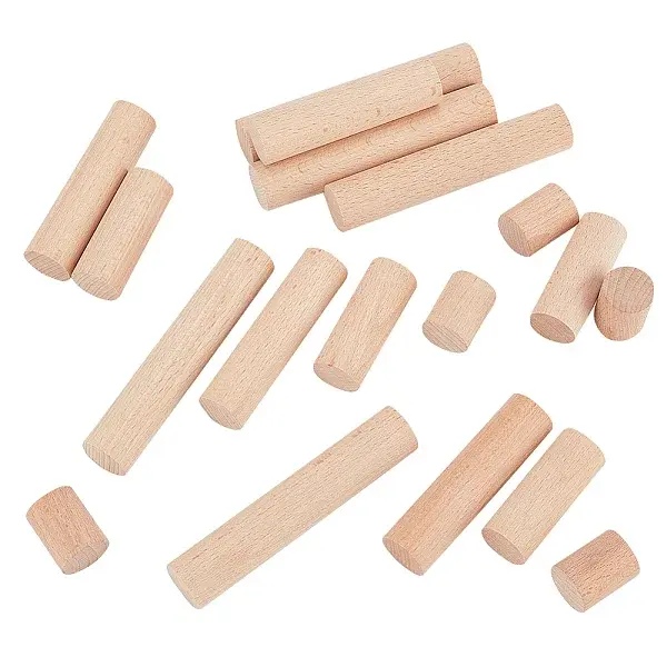 20Pcs 4 Style Round Wooden Sticks