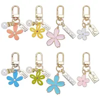 8Pcs 8 Style Alloy & Resin Enamel Pendant Keychains