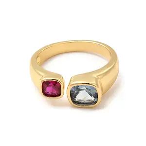 Cubic Zirconia Square Open Cuff Ring