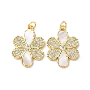 Brass Micro Pave Clear Cubic Zirconia Pendants