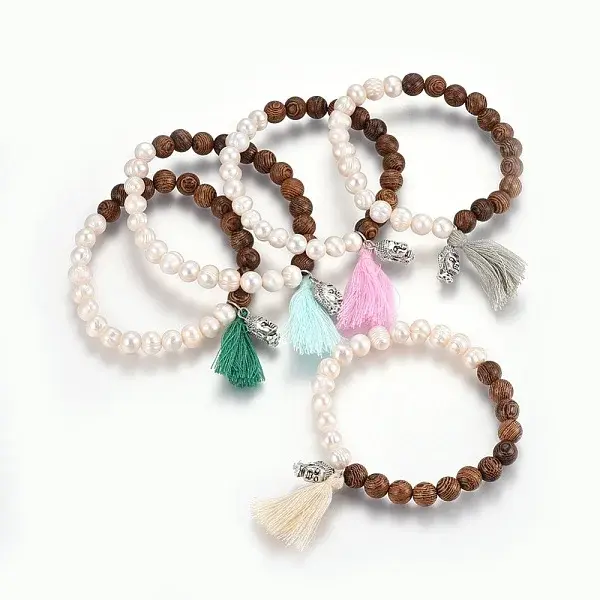 Cotton Thread Tassels Charm Stretch Bracelets