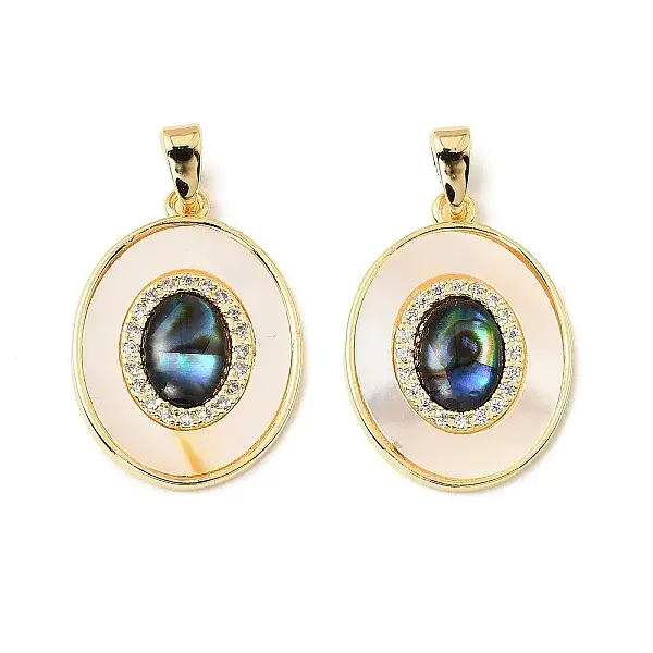 Brass Paua Shell Pendants