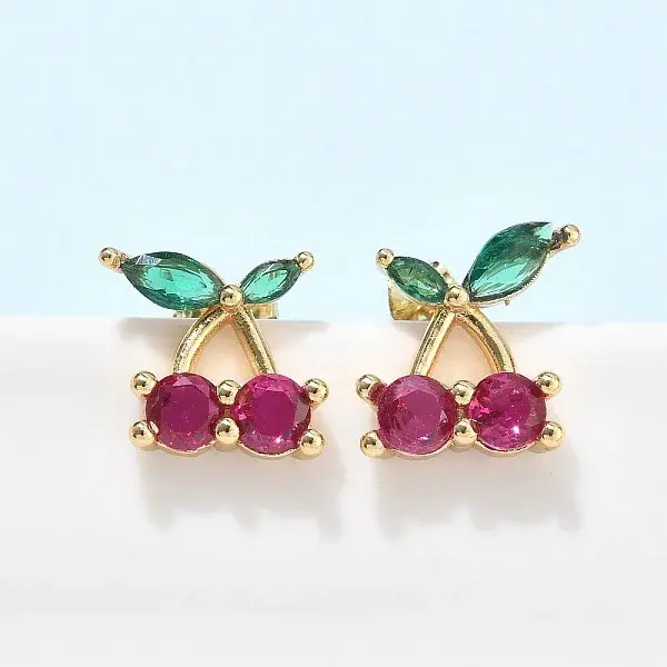 Brass Cubic Zirconia Stud Earrings