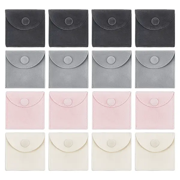 20Pcs 4 Colors Square Velvet Jewelry Bags