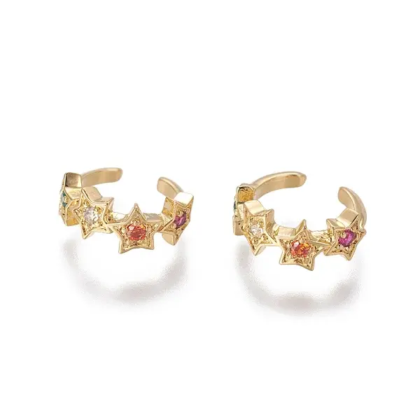 Brass Cubic Zirconia Cuff Earrings