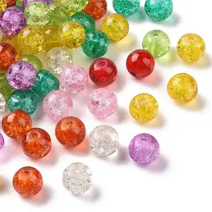 Round Crackle Glass Beads