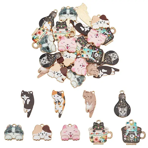 36Pcs 9 Style Alloy Pendants