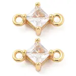 Brass Clear Cubic Zirconia Connector Charms