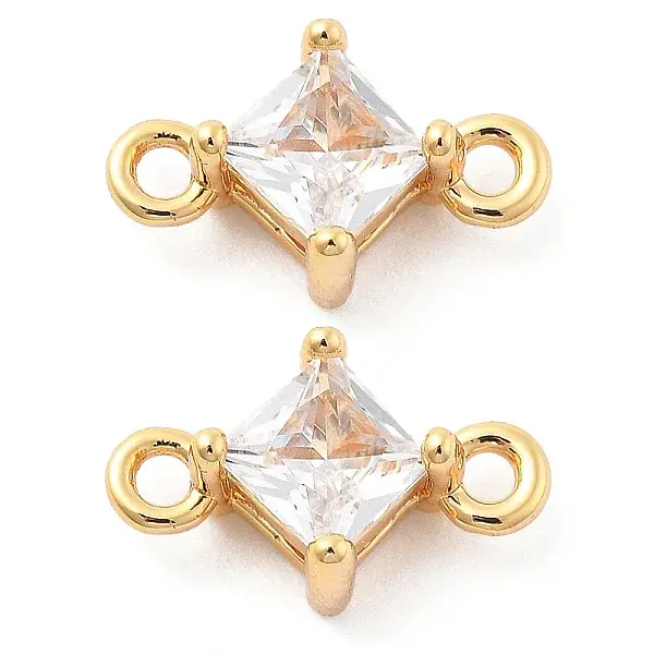 Brass Clear Cubic Zirconia Connector Charms