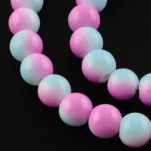 Two-Color Baking Painted Glass Bead Strands