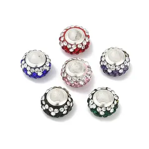 Alloy Rhinestone Clay Pave Beads