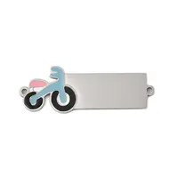 304 Stainless Steel Light Sky Blue Enamel Vehicle Connector Charms