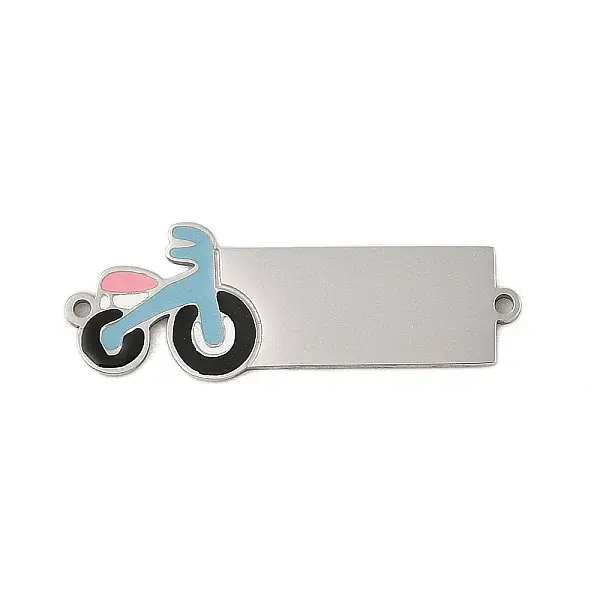 304 Stainless Steel Light Sky Blue Enamel Vehicle Connector Charms