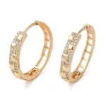 Brass Micro Pave Cubic Zirconia Hoop Earrings