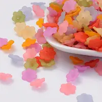 Mixed Color Transparent Frosted Acrylic Flower Bead Caps