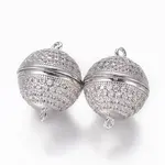 Brass Micro Pave Cubic Zirconia Magnetic Clasps with Loops