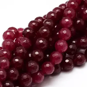 Dyed Natural White Jade Round Beads Strands