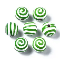 Painted Natural Wood European Beads