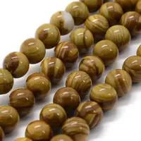 Natural Wood Lace Stone Round Bead Strands