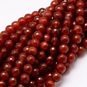 Dyed Natural Agate Faceted Round Beads Strands