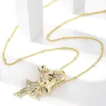 Brass Micro Pave Clear Cubic Zirconia Pendant Necklaces