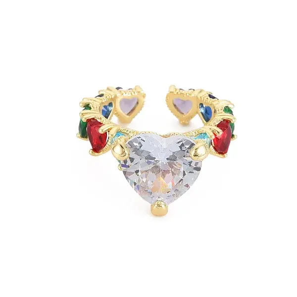 Cubic Zirconia Heart Wrap Open Cuff Ring