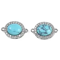 Synthetic Turquoise Oval Connector Charms