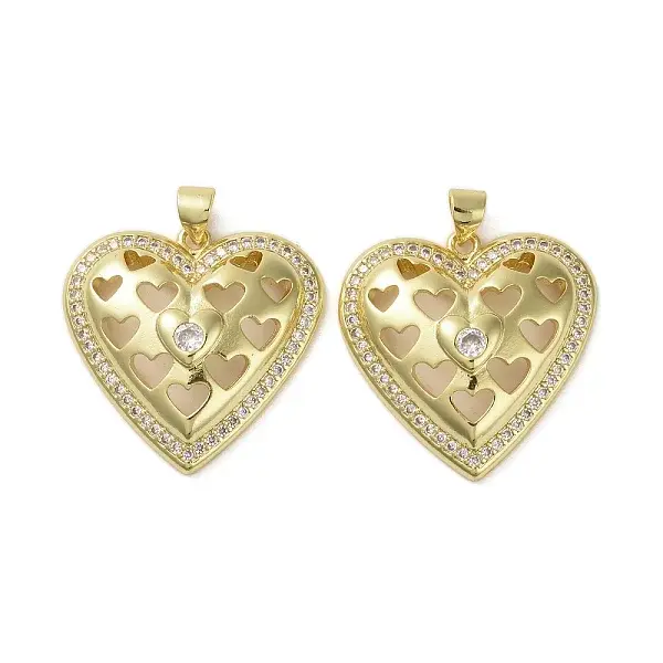 Brass Micro Pave Clear Cubic Zirconia Pendants
