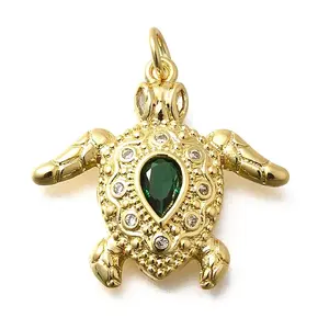 Brass Micro Pave Cubic Zirconia Pendants