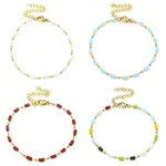 PVD Vacuum Plating 304 Stainless Steel & Glass Column Link Chain Bracelets for Women