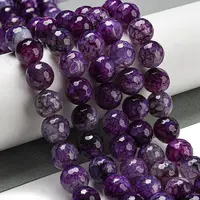 Faceted Natural Dragon Veins Agate Beads Strands