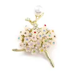 Ballerina Alloy Brooch with Resin Pearl