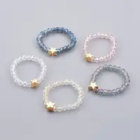 Electroplate Glass Beads Stretch Finger Rings