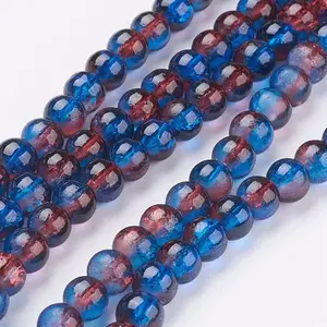 Spray Painted Crackle Glass Beads Strands