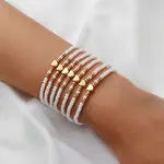 7Pcs CCB Heart & Glass Seed Round Beads Stretch Bracelets