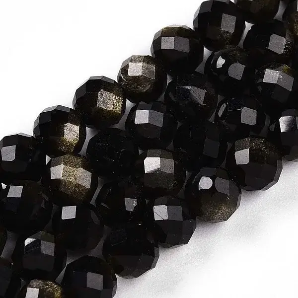 Natural Golden Sheen Obsidian Beads Strands