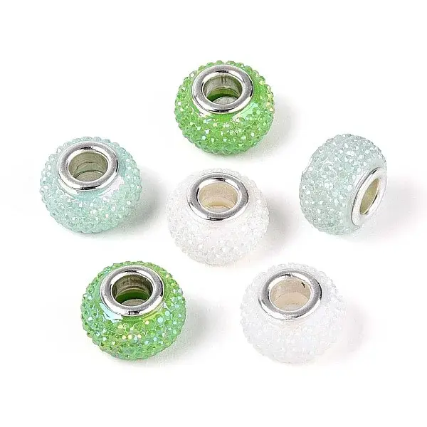 Large Hole Resin Rhinestone European Beads