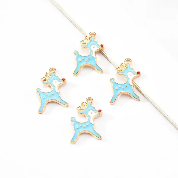 20Pcs Light Gold Alloy Enamel Pendants