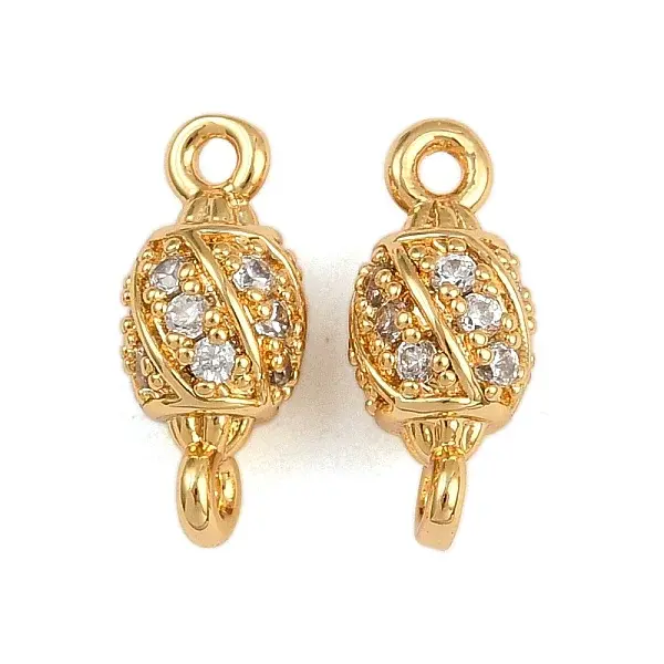 Brass Micro Pave Clear Cubic Zirconia Connector Charms