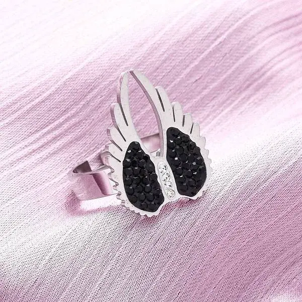 304 Stainless Steel with Rhinestone Finger Rings