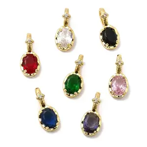 Brass Micro Pave Cubic Zirconia Pendants