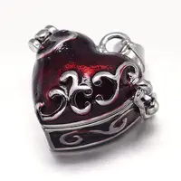 Enamel Heart Rack Plating Brass Prayer Box Pendants