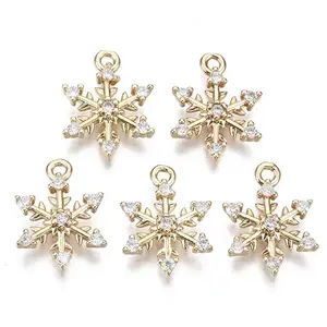 Brass Micro Pave Cubic Zirconia Charms for Christmas