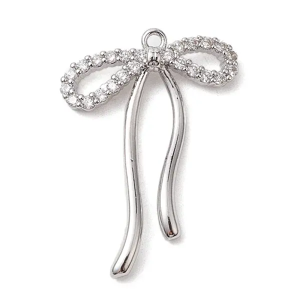 Rack Plating Brass Micro Pave Clear Cubic Zirconia Pendants