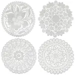 8Pcs 4 Styles Polyester Hollow Lace Coasters