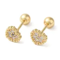 Heart Bow Brass Micro Pave Clear Cubic Zirconia Cartilage Earrings