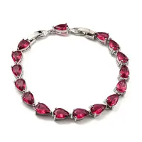 Rack Plating Brass Pave Cubic Zirconia Teardrop Links Bracelets for Women