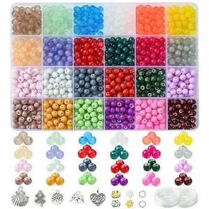 DIY Glass Beads & Alloy Pendant Bracelets Jewelry Making Kits
